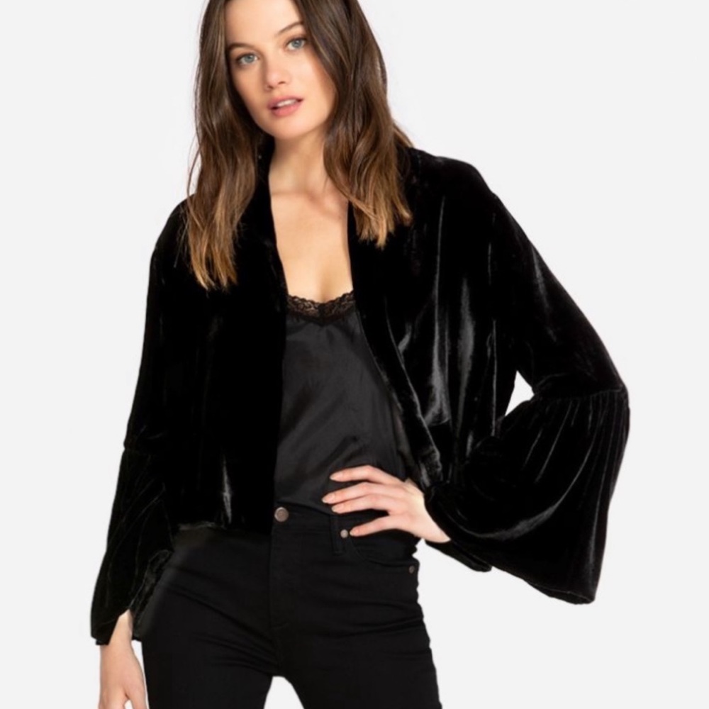 Johnny Was Black Velvet Bolero Jacket Size XL